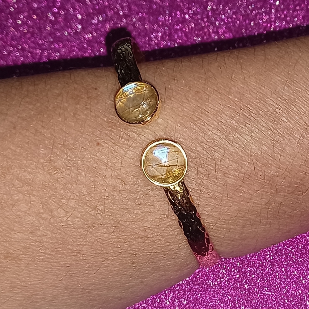 Gold Moonstone Hinge Cuff Bracelet View 2